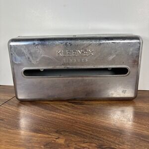 Chrome Kleenex Tissue Dispenser Metal Box Holder MCM Wall Car‎ Mount Vtg NO KEY
